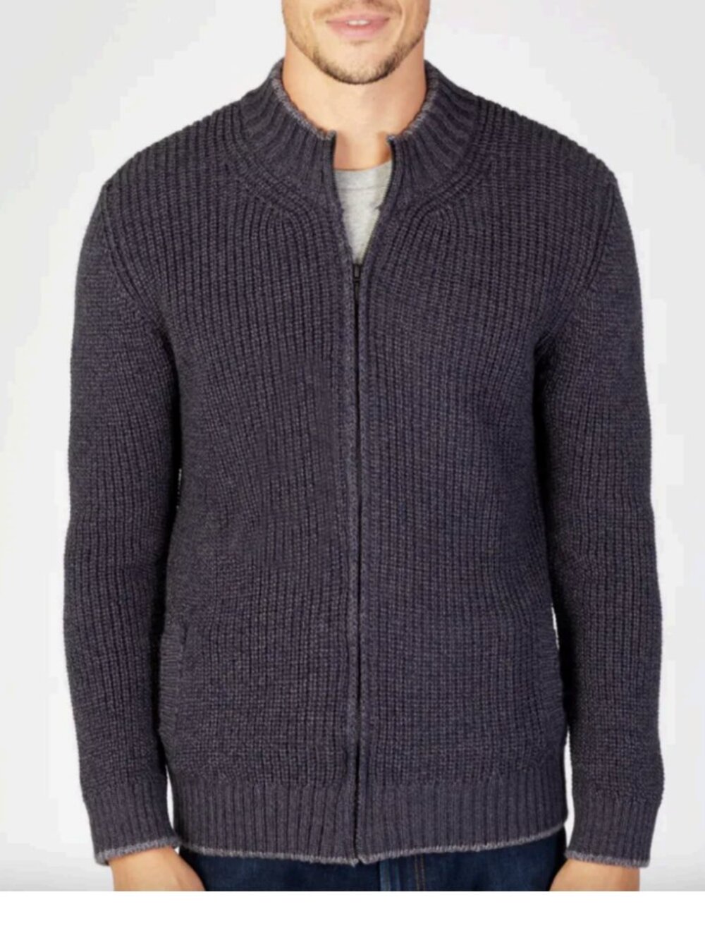 IrelandsEye Dublin Rockbrook100% Virgin Wool Full Zip Ribbed Cardigan